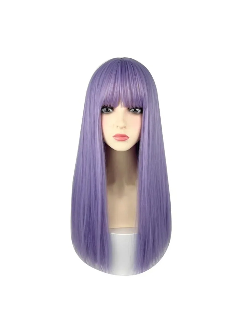 Women's Purple Heat Resistant Synthetic Fiber Long Straight Wigs Bangs